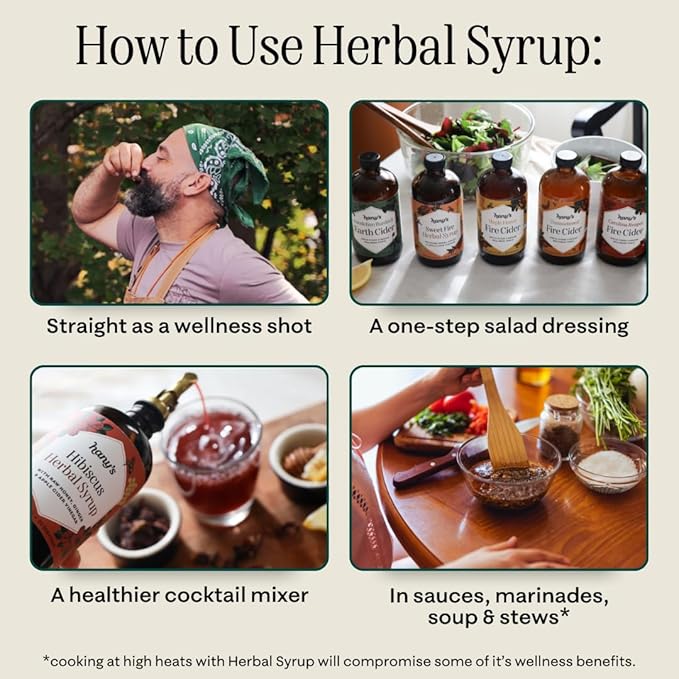 Hany's Harvest Hibiscus Ginger Herbal Syrup – 8 fl oz | All-Natural Wellness Tonic, Apple Cider Vinegar, Ginger, Hibiscus & Lemon | Non-GMO, Gluten-Free, Handcrafted