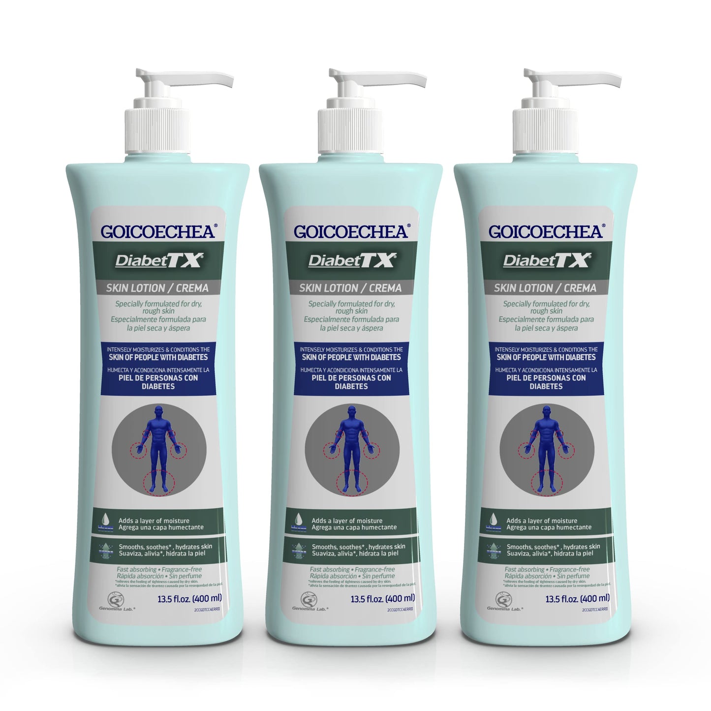 Goicoechea Diabet Tx Skin Moisturizer, Dry Skin Gel, Fragrance-Free, 13.5 Oz (Pack Of 3)