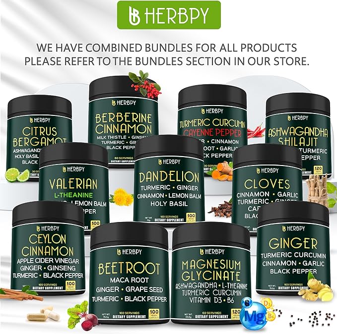 Bundle 7in1 Berberine HCl & 6in1 Dandelion Supplement - Support Immune, Digestion and Heart Health