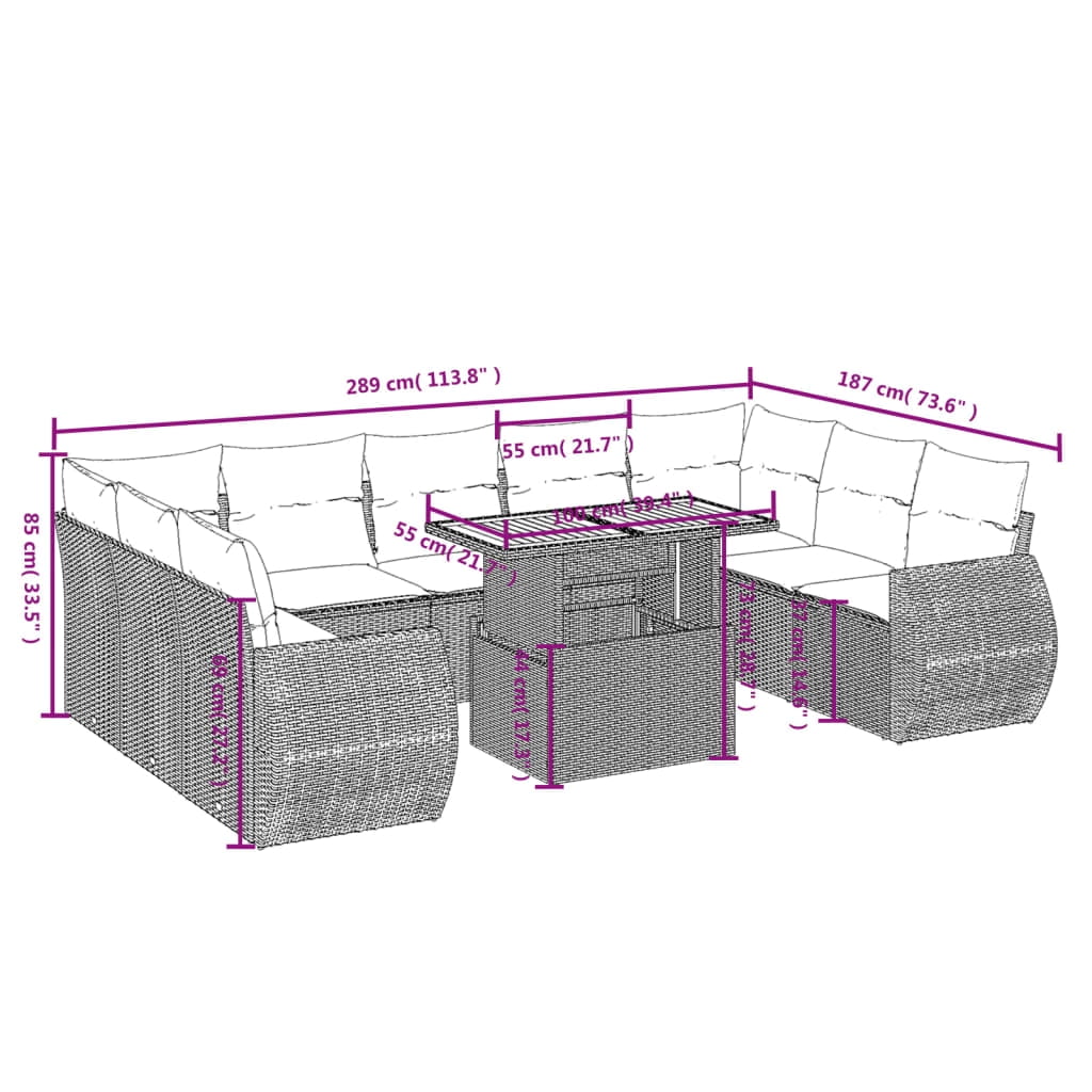 vidaXL Garden Sofa Set Grey
