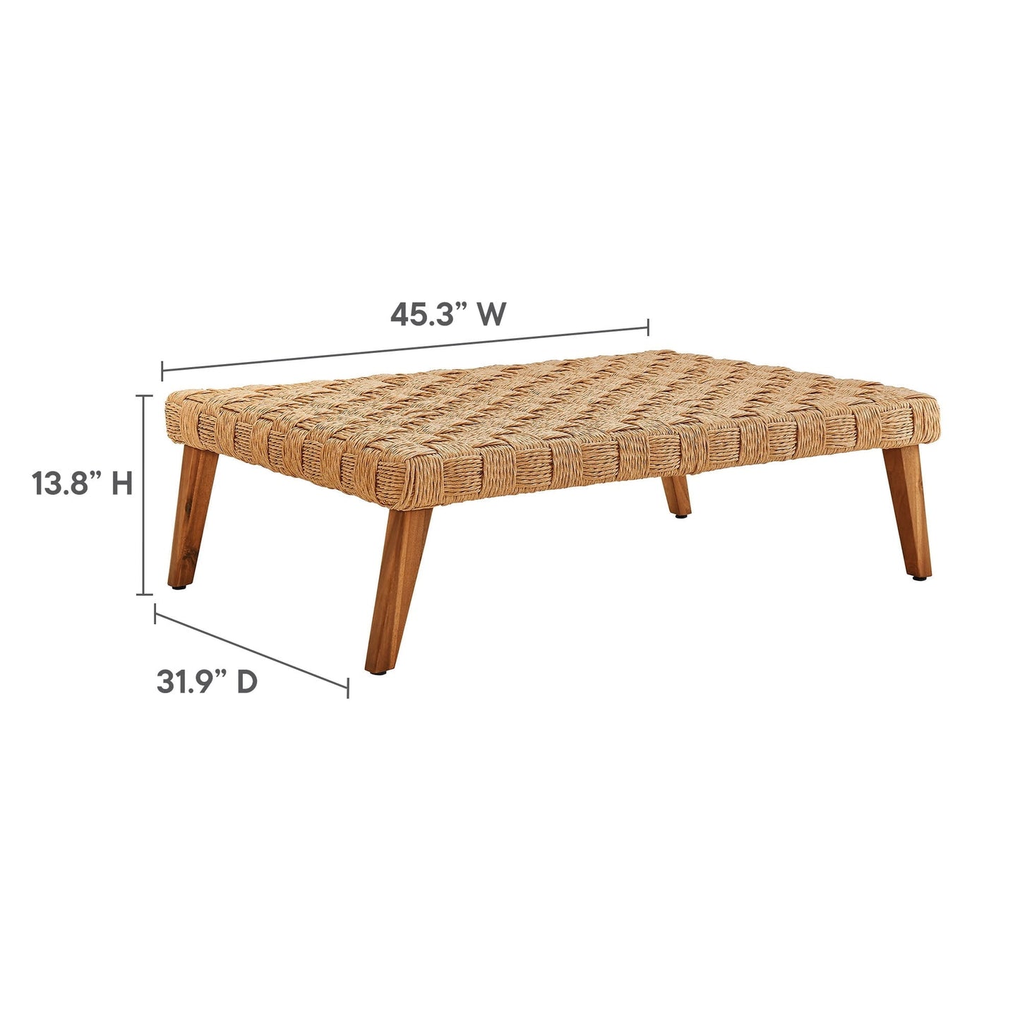 Coffee Side Table, Natural Brown, Wicker Rattan, Outdoor Patio Balcony Cafe Bistro Garden Hospitality Restaurant, Modern Contemporary, HB37236