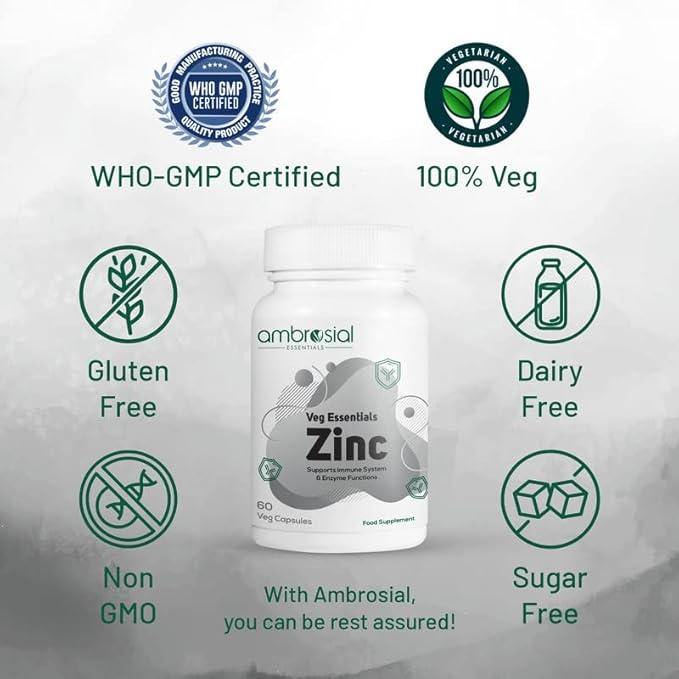 Ambrosial Zinc Tablets High Strength 30 mg (Pack of 1-60 Capsules)