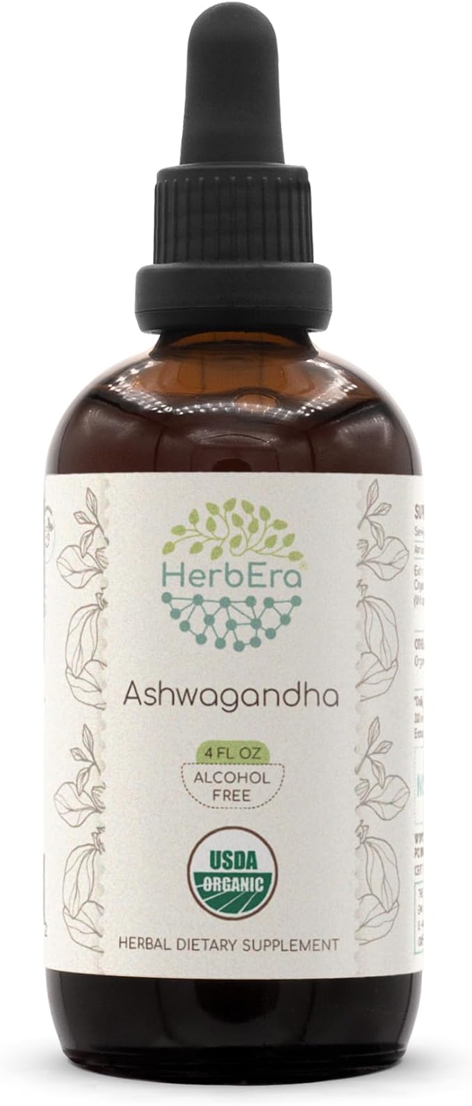 Ashwagandha B120 USDA Organic Tincture | Alcohol-Free Extract, High-Potency Herbal Drops | Certified Organic Ashwagandha (Withania Somnifera) Dried Root (4 oz)
