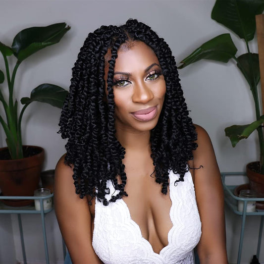 The Bohobabe Pre-Twisted Passion Twist Crochet Hair 14 Inch Short Pre-Looped Crochet Passion Twist Braiding Hair 8 Packs (1#)