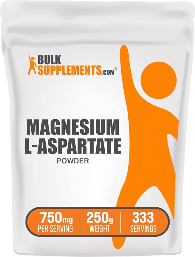 BulkSupplements.com Magnesium L-Aspartate Powder - High Absorption Magnesium, Magnesium Aspartate Powder - Gluten Free, 750mg (150mg of Magnesium) per Serving, 250g (8.8 oz) (Pack of 1)