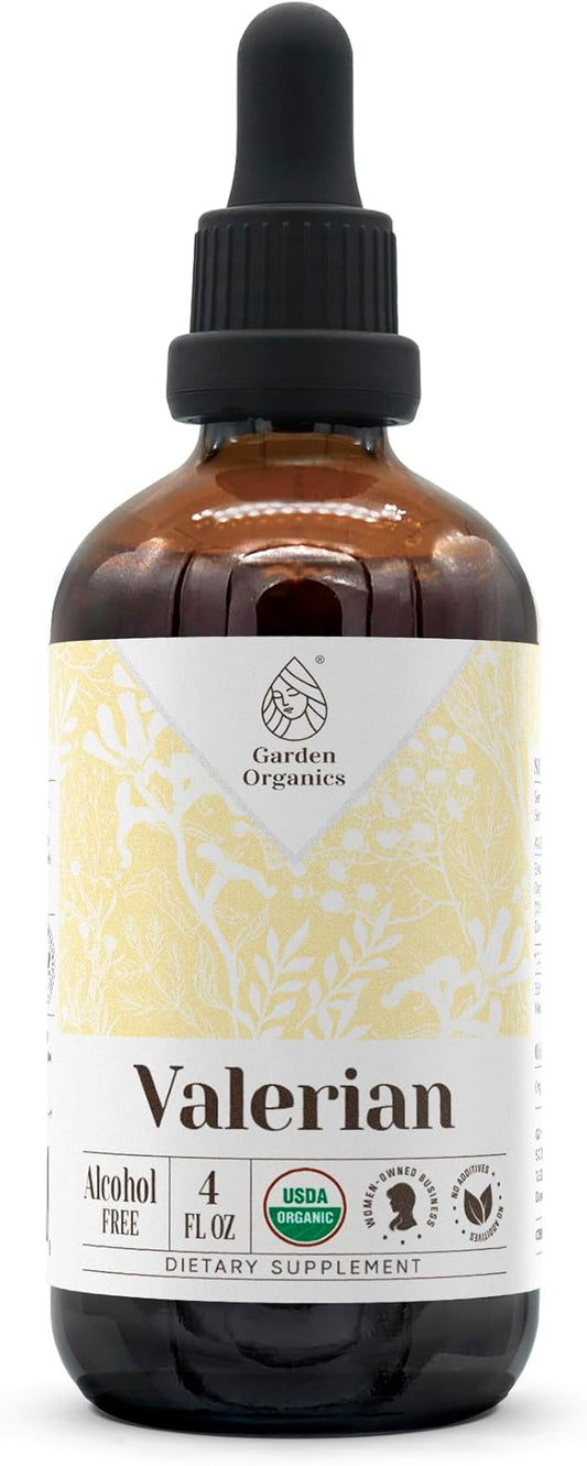 Valerian USDA Organic Alcohol-Free Extract | Dietary Supplement, High-Potency Tincture | Natural Certified Organic Valerian (Valeriana officinalis) Dried Root (4 oz)