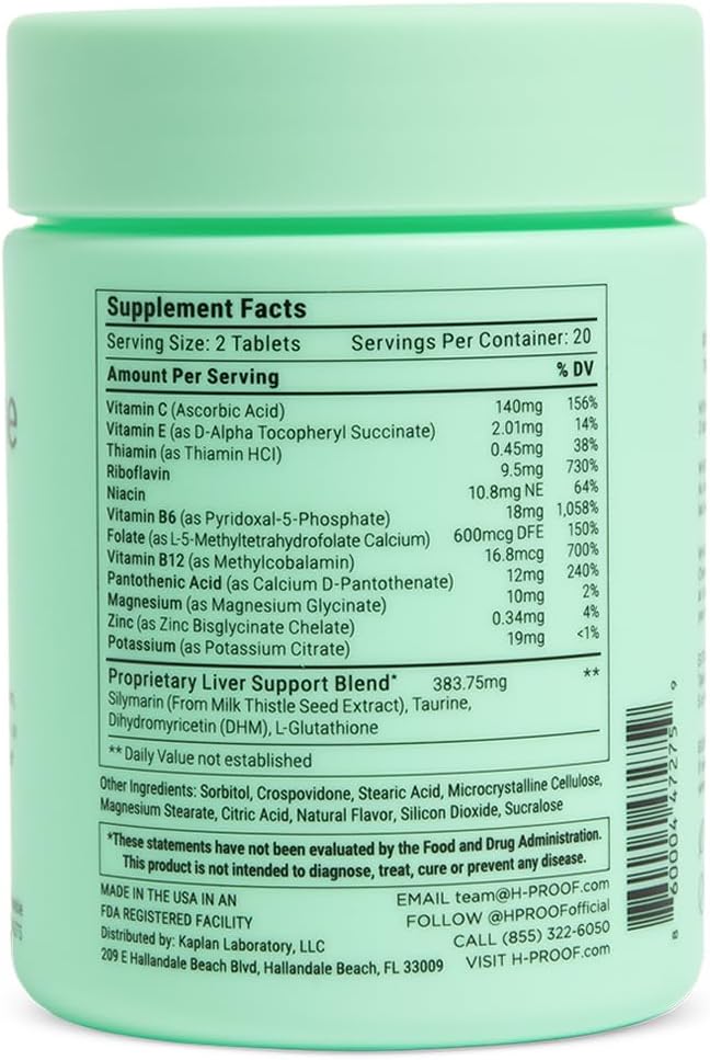 The Anytime You Drink Vitamin, Liver Health & Immunity Support with Electrolytes, Milk Thistle, and Vitamins B & C - 40 Chewable Tablets (20 Servings), Vegan, Lemonade
