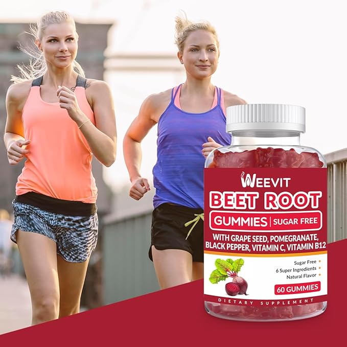 Beet Root Gummies, Nitric Oxide Supplement for Men Women | Organic Beet Gummy with Grape Seed, Pomegranate, Black Pepper, Vitamin C, B12