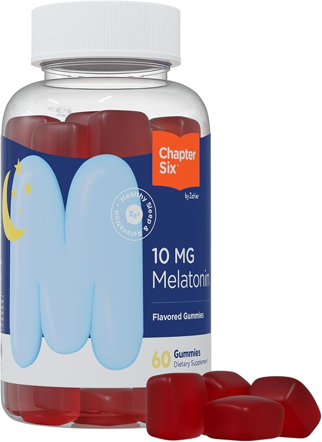 Zahler - Chapter Six Melatonin Gummies 10mg (60 Gummy Bottle) Kosher Melatonin 10mg Sleep Gummies for Adults - Non Habit Forming Adult Melatonin 10 mg - Delicious Chewable Gummy Melatonin for Sleeping