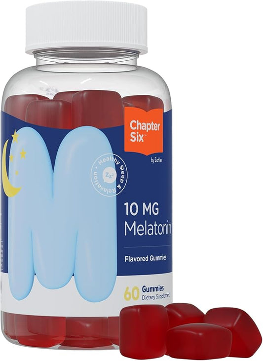 Zahler - Chapter Six Melatonin Gummies 10mg (60 Gummy Bottle) Kosher Melatonin 10mg Sleep Gummies for Adults - Non Habit Forming Adult Melatonin 10 mg - Delicious Chewable Gummy Melatonin for Sleeping