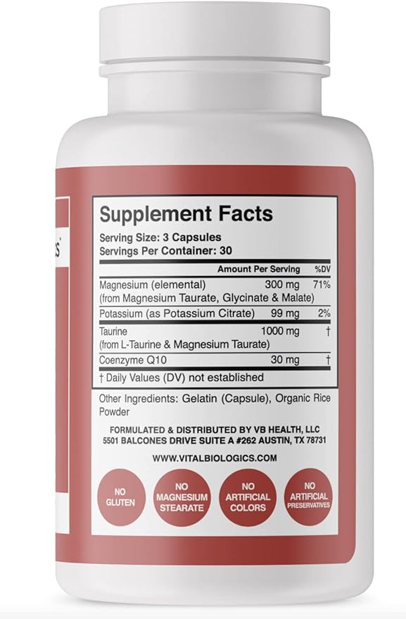 Heart Calm- Helps Support and Maintain a Healthy Heart Rhythm- A Natural, Fast-Acting Formula with Magnesium Taurate, Glycinate, Malate and More. 90 Capsules.