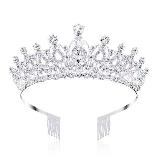 Aoprie 1980S Tiaras And Crowns For Women Silver Princess Tiara For Little Girls Crystal Crowns And Tiaras Hair Accessories For W