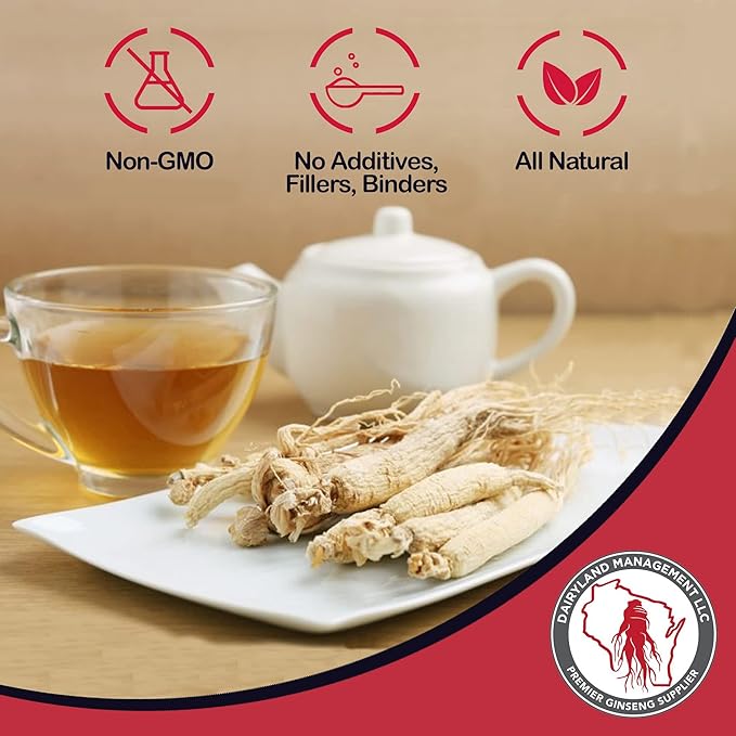 Dairyland American Ginseng Roots 8 oz and Capsules 75 ct Pack of Wisconsin Ginseng – Direct from Farmer to Consumer 西洋参
