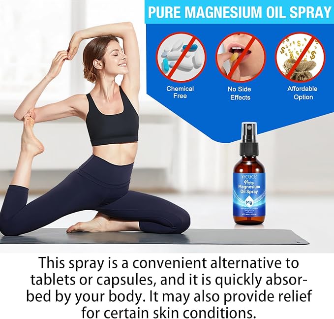 Magnesium Oil Spray - Pure Magnesium - Spray Magnesium for Feet & Sleep (2.02 Fl Oz), Blue