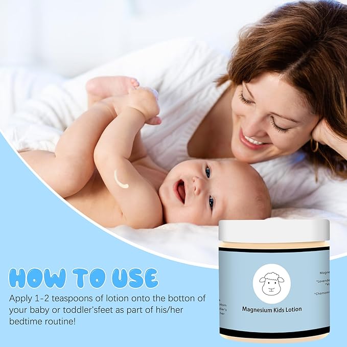 Magnesium Lotion for Kids,Magnesium Lotion for Sleep Kids,Topical Magnesium Cream to Help Calm Before Bed and During the Night,8 sheep Magnesium Cream - Kid Safe, 4 oz (1)