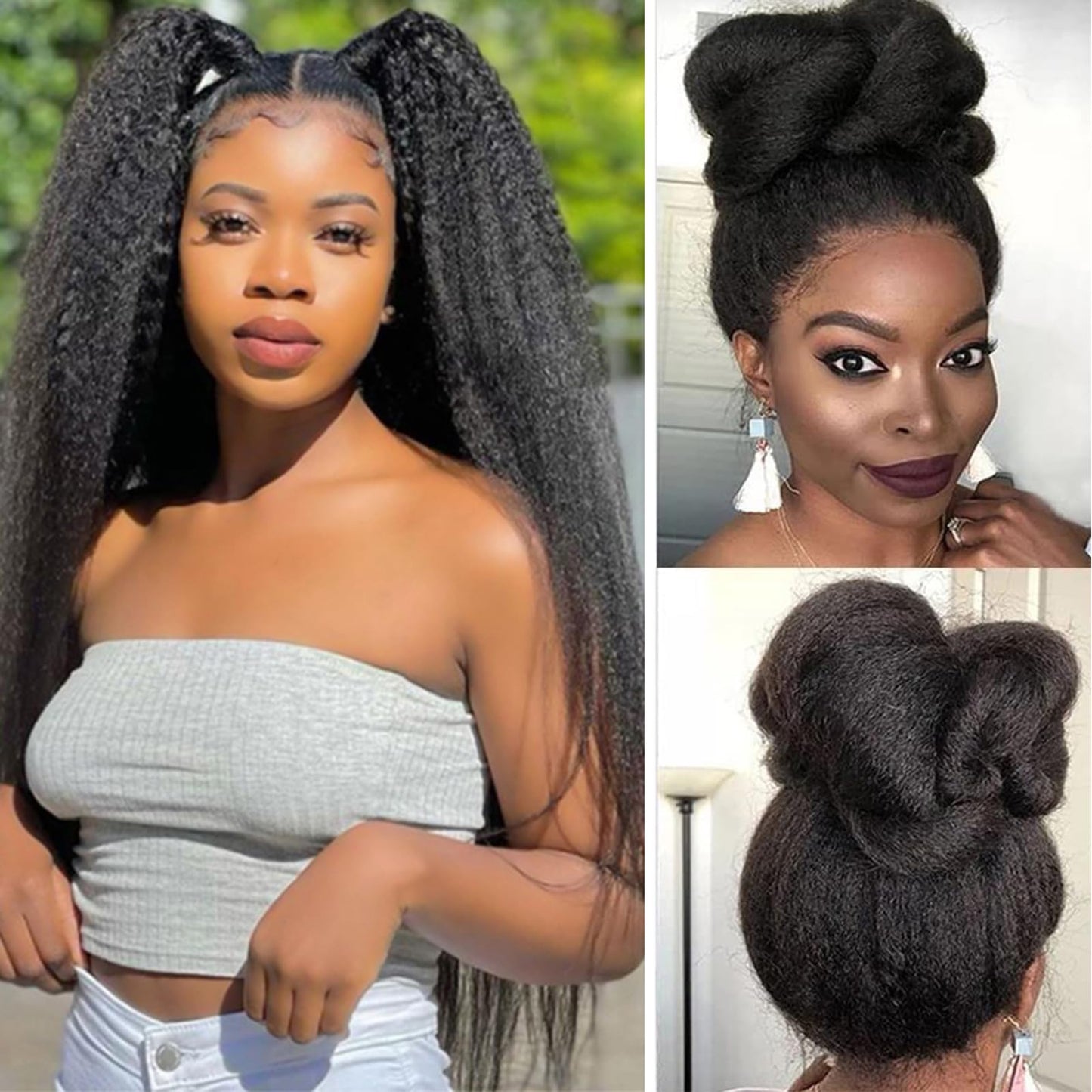 Alidiamond 360 Lace Front Wigs Human Hair 30 Inch Kinky Straight Lace Frontal Wig Human Hair For Women 180% Density 10A Remy Hum