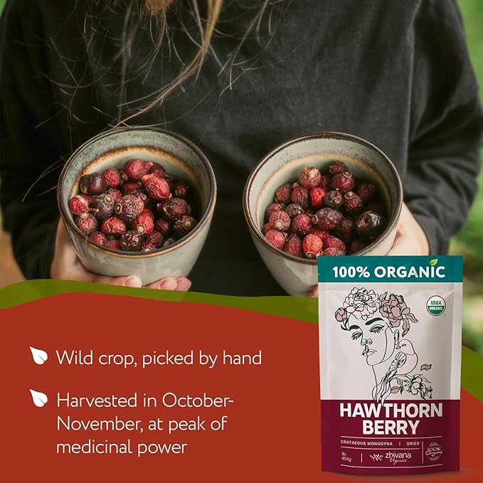 4 LB Value Pack Hawthorn Berries Organic - Hawthorne Berry Tea Organic - Pressure Balance, Heart, Digestion, Immune Support – Non-GMO, No Additives - Ideal for Herbal Tea & Remedies
