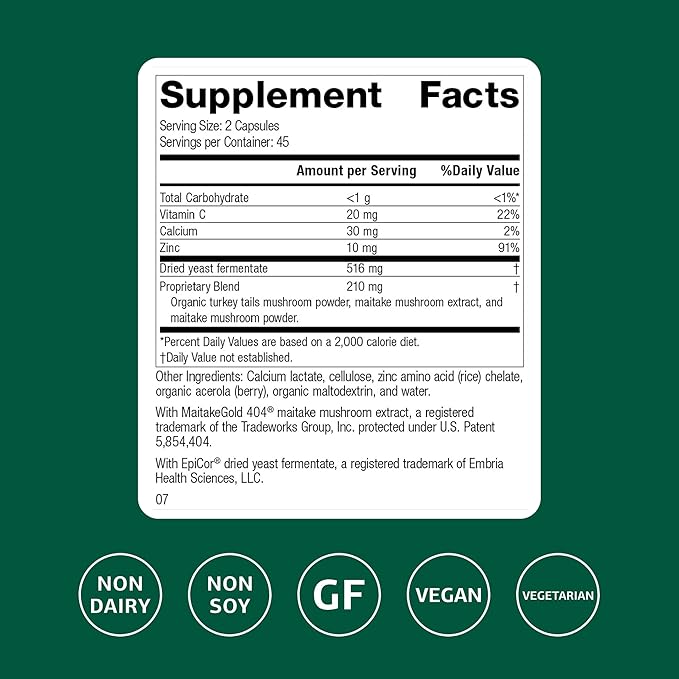 Standard Process Inc. Epimune Complex - Whole Food Respiratory Support with Maitake Mushroom Powder, Superfruit, Coriolus Versicolor, and Acerola - 90 Capsules