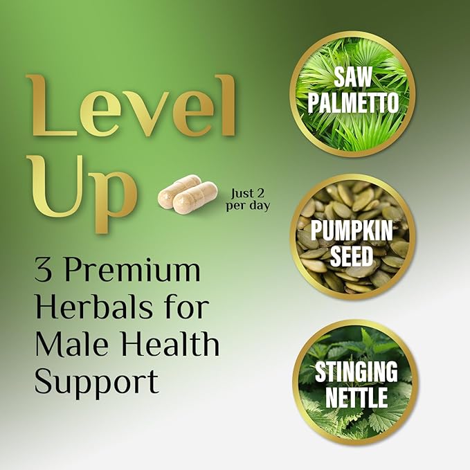 Saw Palmetto for Men Prostate Supplement - Potent 3X Formula with Stinging Nettle + Pumpkin Seed Extract for Men's Health, Herbal Prostate Supplement for Urinary Support, Bottled in USA, 60 Capsules