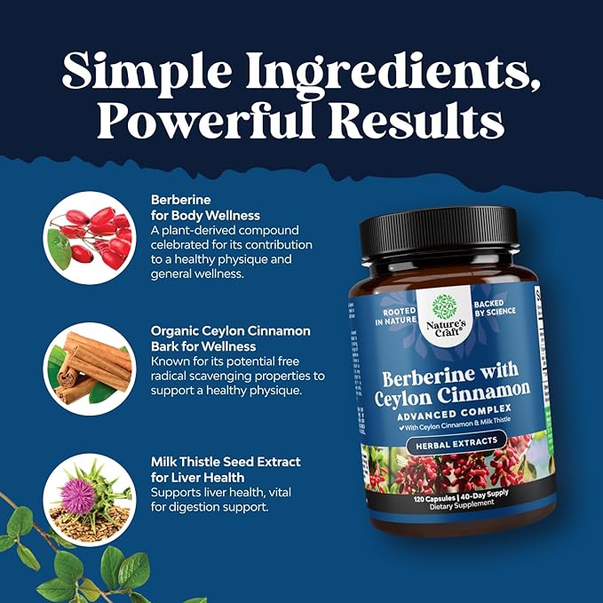 Balancing Berberine Plus 1200mg Per Serving Complex - Antioxidant Berberine with Ceylon Cinnamon Capsules Plus Silymarin Milk Thistle Extract -Active PK for Heart Health and Sugar Support 120 Capsules