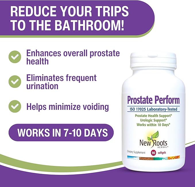 New Roots | Prostate Supplement with Super Blend of 16 Powerful Herbals: Saw Palmetto, Plant Sterols, Rye Flower, Borage Oil, Cranberry, Olive Oil, Selenium, and More (30 Softgels) - Urinary Health
