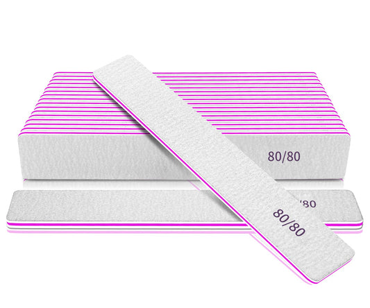 Meteorock 12 Pcs Nail File Set, Coarse 80 Grit, Jumbo, Emery, Purple, Nail Art Tools For Salon, Double Sided, Rectangle Shape, 1