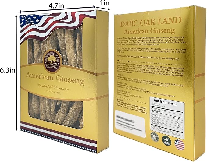 American Ginseng Slices from Wisconsin (Sliced Ginseng Root）Wisconsin Grown!Most People Use It to Make Ginseng Tea! Good for Health! (American Ginseng Slices (Large Round), 1 Box of 4 Ounces)