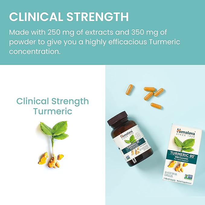 Himalaya Turmeric 95 Supplement with Curcumin/Curcuminoids, Joint and Muscle Support, Optimum Flexibility and Mobility, 600 mg, Non-GMO, Vegan, Gluten Free, 60 Capsules, 2 Pack, 60 Day Supply