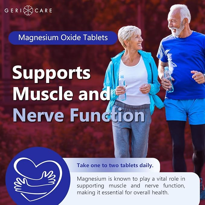 GeriCare Magnesium Oxide Supplement 240 mg of Elemental Magnesium, 120 Tablets, Essential Mineral Support, Promotes Vascular Health, Bone Strength, and Muscle Function (Pack of 3)