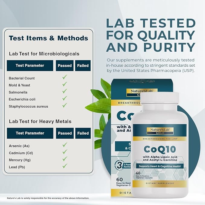 Nature's Lab Gold CoQ10 + Alpha Lipoic Acid + Acetyl L-Carnitine HCl