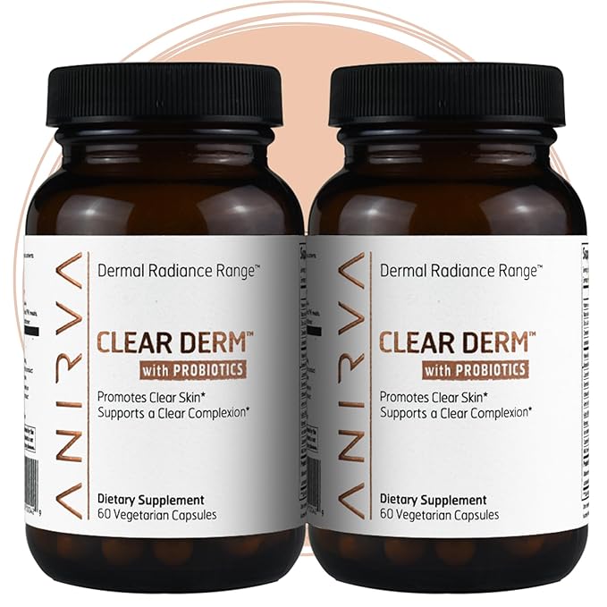 2-Pack Acne Pills with Zinc for Adults, Acne Pill for Hormonal Acne, Zinc Pills for Acne Treatment, Probiotics for Acne, Zinc Supplements for Adult Acne - Anirva Clear Derm With Probiotics