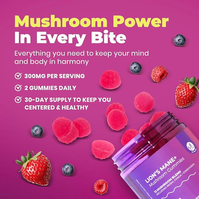 DR. MORITZ Lions Mane Gummies for Adults and Kids 4+ - Mushroom Gummies with 12-in-1 Blend Including Reishi & Chaga - Lions Mane for Kids and Adults - No Sugar Added, Non-GMO (120 Count)