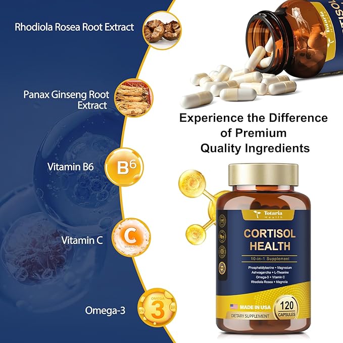 Cortisol Supplement with Ashwagandha,Magnesium,Rhodiola Rosea,L Theanine,Hormone Balance for Women 120 Vegan Capsules (Pack of 1)