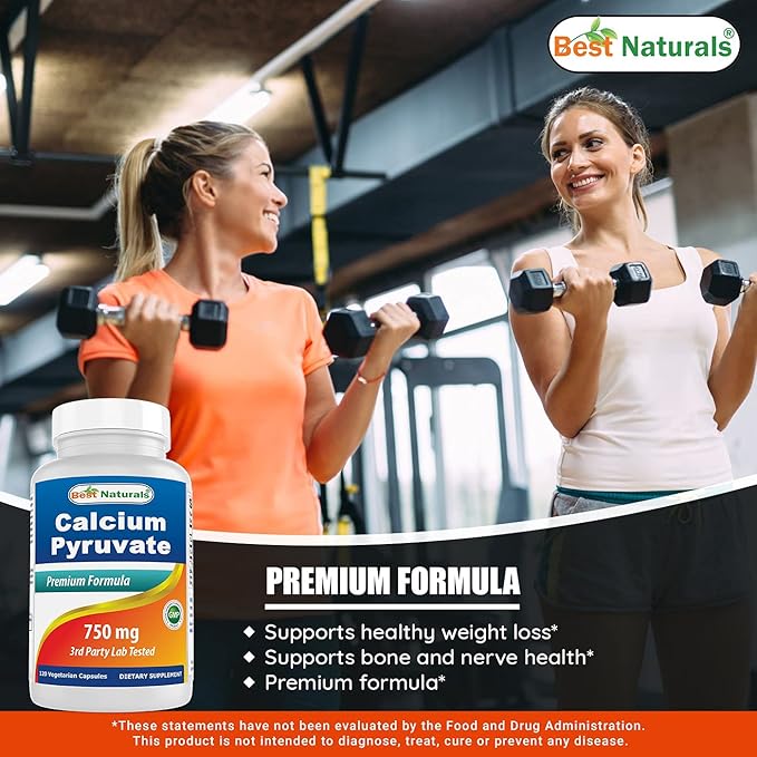 Calcium Pyruvate 750 mg 120 Capsules by Best Naturals (Pack of 2)