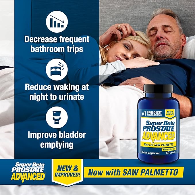 Advanced with Saw Palmetto - Prostate Health Supplements for Men, Bladder & Urinary Support with Beta-sitosterol, Reishi, Saw Palmetto, Vitamin D, Zinc Oxide, Selenium - 180 Count