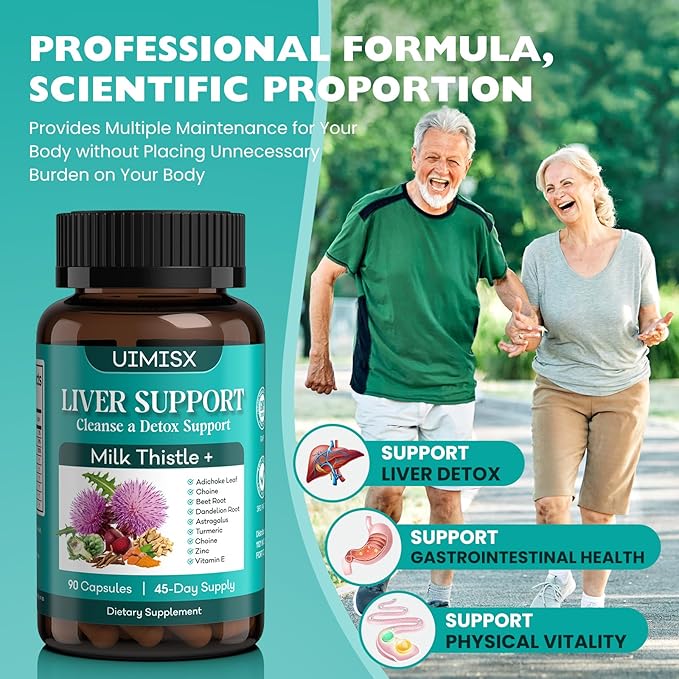 Milk Thistle Supplement - Liver Detox Cleanse Formula Herbal Liver Support with Milk Thistle, Dandelion Root, Artichoke, Turmeric, Astragalus for Liver Health, 90 Capsules-74
