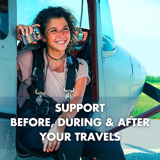 Supplement 2 Pack: Jet Lag Prevention + Ashwagandha, Rhodiola, D3+ for Immune Support, Energy, Digestive Health | Airplane Travel Essentials Multivitamin | Vegan | 120 Count