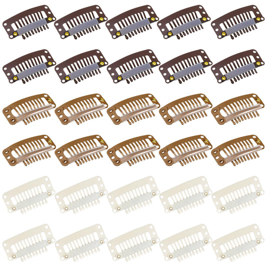 30 Pieces Hair Extension Clips With 9 Teeth (32 Mm) - Small Snap Clips And Combs For Diy Women'S Hair Extensions (Multicolor)