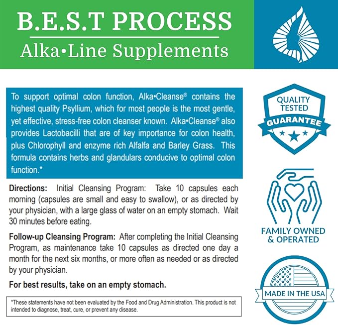 Alka•Cleanse Best Process Alkaline — Herbal Detox Colon Cleanse & Digestive Distress Formula — Psyllium Husk, Probiotics, Enzymes & Herbs (2)