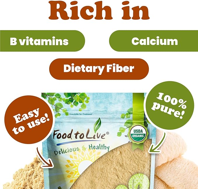 Food to Live - Organic Lion's Mane Mushroom Powder, 4 Ounces - Elevate Your Brain Wellness with Premium, Non-GMO, Natural, and Vegan Superfood to Better Focus