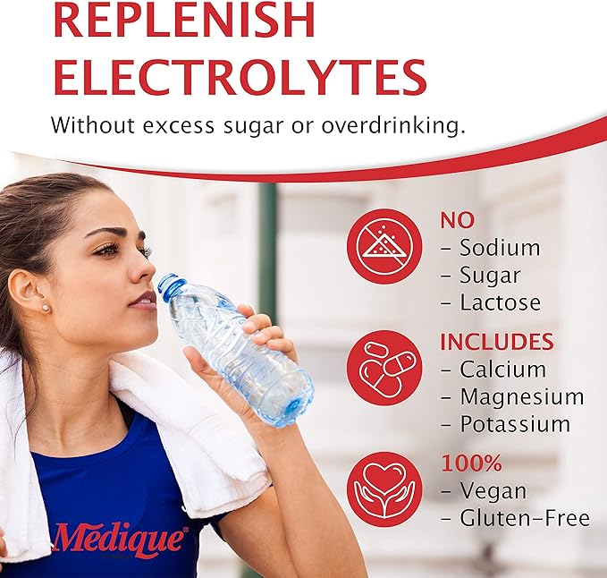 Medique 03033 Medi-Lyte Electrolyte Tablets w/ Potassium Chloride for Cramps, 100-Tablets