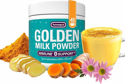 Turmaquik 3.2 Ounce Organic Golden Milk Turmeric Powder – Immune Support Superfood Blend with Ginger, Black Pepper, Curcumin, Cinnamon, Cardamom, Vitamins C, D, B6, B12, and Zinc