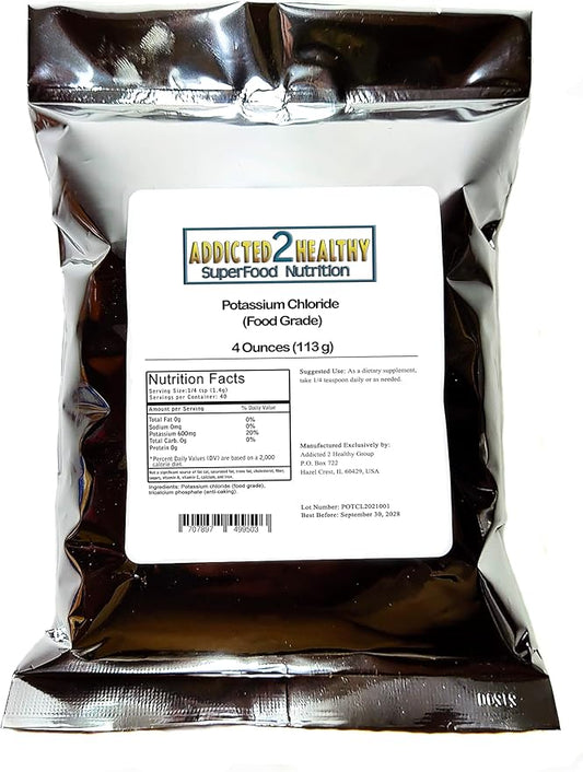 Potassium Chloride Granules (Food Grade) 4 Ounce - by Addicted 2 Healthy