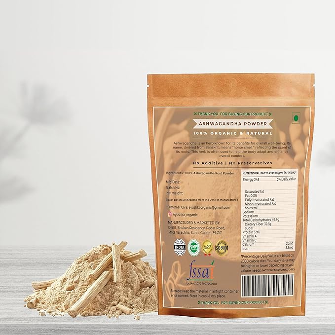 Ashwagandha Root Powder | Withania somnifera | Enhance Energy & Support Vitality (8.8 OZ | 250 gm)
