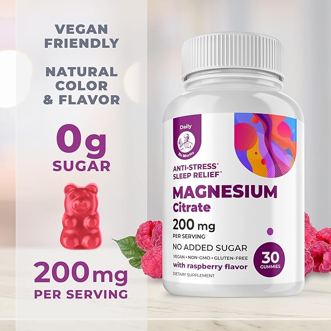 Elderberry Gummies for Kids and Magnesium 200 mg Gummies Sugar-Free - Healthy Immune System Booster and Health Support with Elderberries Extract with Magnesium Calm Chews for Kids & Adults Sugar-Free
