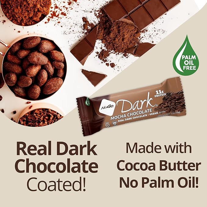 NuGo Dark Chocolate Almond with Sea Salt, 12g Protein Bar, Vegan, Gluten Free, Non-GMO, Kosher Pareve, 24 Count