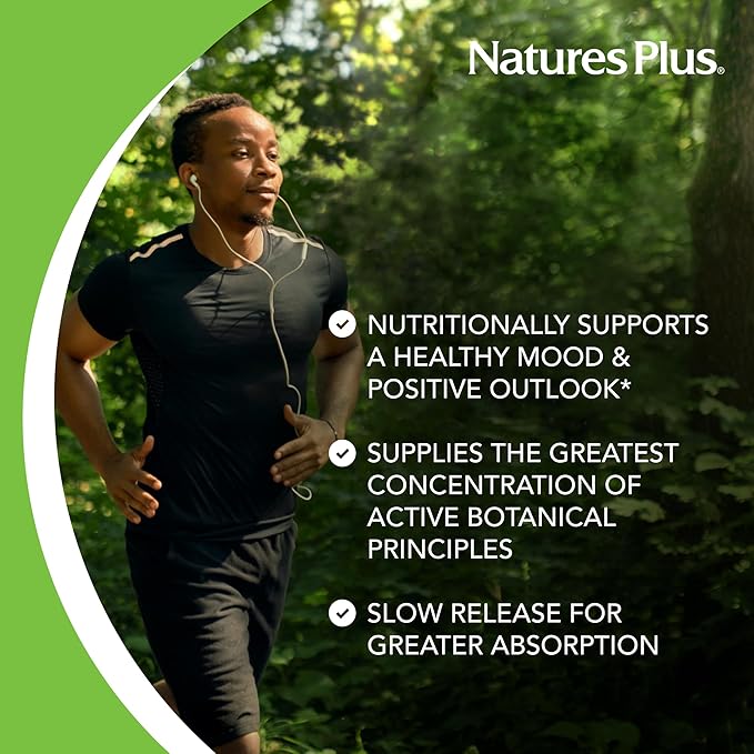 Natures Plus Herbal Actives St John's Wort, Extended Release - 450 mg, 60 Vegan Tablets - Vegetarian, Gluten-Free - 60 Servings