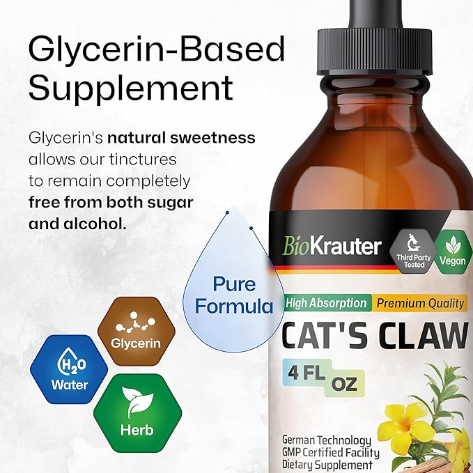 BIO KRAUTER Cats Claw Tincture 4 Fl. Oz. & Stinging Nettle 250 Capsules