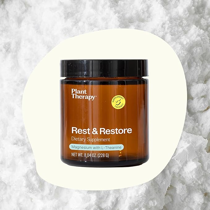 Plant Therapy Tart Cherry with Elderberry Herbal Supplement Capsules and Rest & Restore Magnesium Powder