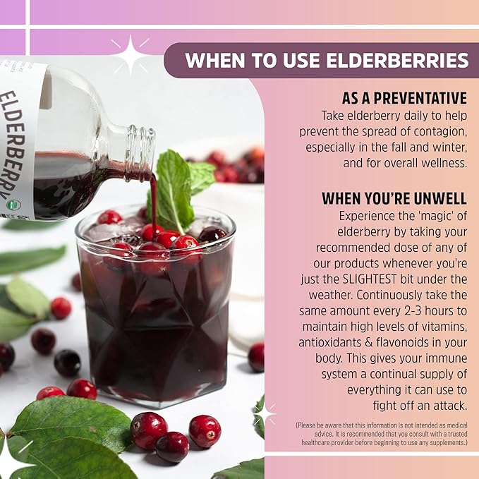 Herbal Supplement Starter Set – A 16oz Bottle of Elderberry Syrup with Maple & a 2oz Bottle of Elderberry to-Go Seasonal Support Made from Only Organic Ingredients in The USA